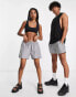 COLLUSION Unisex shorts in silver reflective fabric