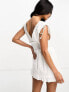 River Island broderie detail plunge playsuit in white