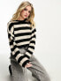 Only cropped jumper in black and cream stripe BLACK & CREAM STRIPE, XS - фото #1