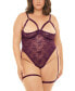 Plus Size Elayne Open Shelf Cup Teddy with Open Gusset and Garter Stays