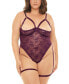 ფოტო #1 პროდუქტის Plus Size Elayne Open Shelf Cup Teddy with Open Gusset and Garter Stays