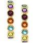 ფოტო #3 პროდუქტის EFFY® Multi-Gemstone Small Hoop Earrings (1-3/4 ct. t.w.) in 14k Gold-Plated Sterling Silver, 0.83"