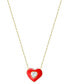 ფოტო #3 პროდუქტის Cubic Zirconia & Red Enamel Heart Pendant Necklace in 18k Gold-Plated Sterling Silver, 16-1/2" + 1-1/2" extender, Created for Macy's
