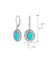 Floral Scroll Milgrain Blue Natural Turquoise Dome Oval Dangle Drops Earrings For Women Lever Back Oxidized Sterling Silver