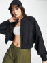 Gym King Linear Taped woven oversized bomber jacket in black