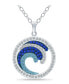 Crystal Ocean Waves Circle Pendant Sterling Silver Necklace