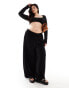 ASOS DESIGN Curve shirred waist wide leg trouser in black