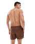 Фото #4 товара ASOS DESIGN swim shorts in short length with hem details in brown