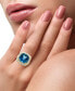 ფოტო #2 პროდუქტის EFFY® London Blue Topaz (12-1/3 ct. t.w.) & Diamond (1-1/5 ct. t.w.) Halo Statement Ring in 14k White Gold (Also available in 14k Gold)