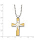 Фото #3 товара Chisel brushed Yellow IP-plated Cross Pendant Ball Chain Necklace