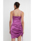 Фото #6 товара Women's Side Ruched Satin Dress