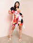 ASOS LUXE one shoulder puff sleeve mini dress with corset detail in floral print 34 - фото #9