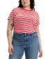 ფოტო #1 პროდუქტის Trendy Plus Size Perfect Sandy Striped T-Shirt