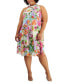 Фото #1 товара Plus Size Floral-Print Sleeveless A-Line Dress
