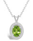 ფოტო #1 პროდუქტის Peridot (1-1/3 ct. t.w.) and Diamond (1/8 ct. t.w.) Halo Pendant Necklace in Sterling Silver