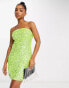 Forever New structured bandeau sequin mini dress in lime mix