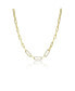 GiGiGirl Teens/Young Adults 14k Yellow Gold Plated With Cubic Zirconia Elongated Cable Link Chain Necklace