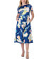 ფოტო #1 პროდუქტის Print Short Sleeve Pleated Flare Midi Pocket Dress