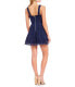 Crystal Doll Women's Juniors Fit Flare Lace Scallop Hem Slim Skater Dress Navy 3