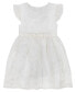 Baby Girls White Embroidered Flutter Sleeve Fit-and-Flare Dress