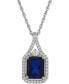 ფოტო #1 პროდუქტის Lab-Grown Blue Sapphire (3 ct. t.w.) and White Sapphire (1/4 ct. t.w.) Pendant Necklace in Sterling Silver
