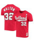 Фото #1 товара Men's Bill Walton Red Portland Trail Blazers Hardwood Classics Player Name and Number T-shirt
