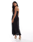 New Look cowl neck satin midi dress in black