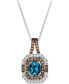 Фото #1 товара Deep Sea Blue Topaz (1-3/4 ct. t.w.) & Diamond (1-1/10 ct. t.w.) Halo Pendant Necklace in 14k White Gold, 18" + 2" extender