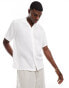 Abercrombie & Fitch short sleeve gauzy slub shirt relaxed fit in white weiß, XS - фото #1