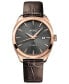 ფოტო #1 პროდუქტის Men's Swiss Automatic Belluna Royal Brown Leather Strap Watch 41mm