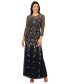 Фото #1 товара Petite Embellished Mesh 3/4-Sleeve Gown