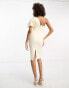 Lavish Alice twist front one shoulder midi dress in cream