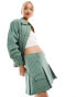 Фото #4 товара Something New X Chloe Frater denim box pleat cargo mini skirt co-ord in washed watercress green