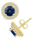ფოტო #1 პროდუქტის Sapphire (2 Ct. t.w.) and Diamond (1/2 Ct. t.w.) Halo Stud Earrings