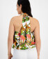 ფოტო #2 პროდუქტის Petite Linen-Blend Printed Halter Top, Created for Macy's