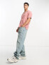 New Look short sleeve linen blend revere shirt in pink