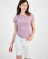 Фото #1 товара Juniors' Ribbed Washed Henley Tee