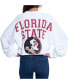 Фото #5 товара Women's White Florida State Seminoles Raw Hem Cropped Long Sleeve T-shirt