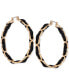 Gold-Tone Medium Imitation Suede Woven Hoop Earrings, 2"