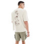 ASOS DESIGN oversized t-shirt in beige towelling with back embroidery