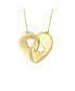 Фото #1 товара 14k Gold Plated with Cubic Zirconia Modern Double Heart Half Cut-Out Entwined Necklace