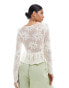 Фото #2 товара Miss Selfridge knitted tie front peplum top in cream