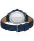 ფოტო #3 პროდუქტის Men's Apext Blue Leather Strap Watch 44mm