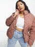 New Look Curve boxy puffer coat in pink