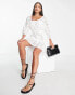 River Island Tall broderie belted mini dress in white