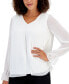 Petite V-Neck Split-Front Double-Layer Chiffon Blouse