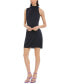 Women's Draped Mock Neck Mini Dress