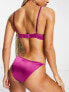 Dorina Fiesta satin push up plunge bra with contrast lace trim in purple