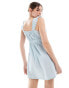 Wednesday's Girl ruffle edge pleat detail mini dress in light blue Синий, XS - фото #4