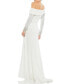 ფოტო #2 პროდუქტის Beaded Cuff Drop Shoulder Faux Wrap Gown